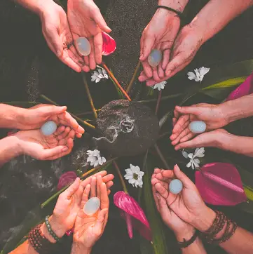 Women hands with flowers