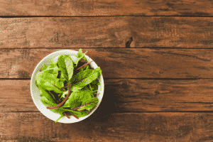 Leafy green vegetables rich in folate